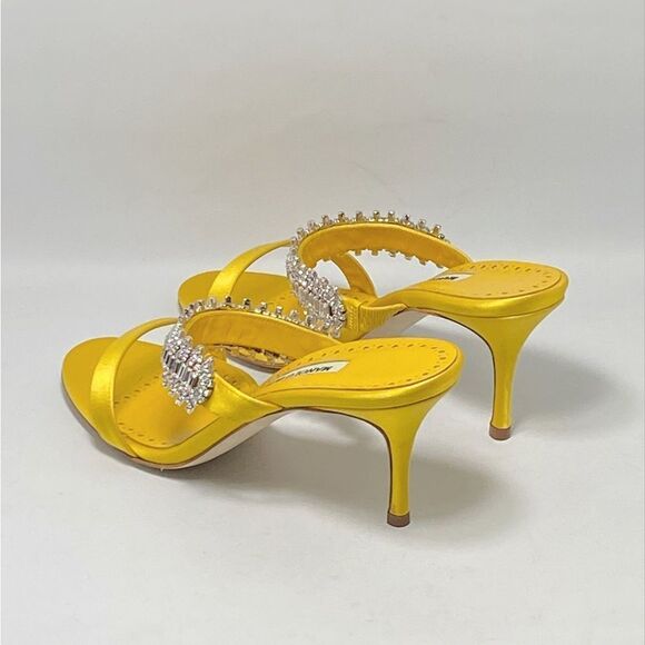 Manolo Blahnik Sako 70mm Silk Embellished Sandals size 37 - Picture 5 of 11